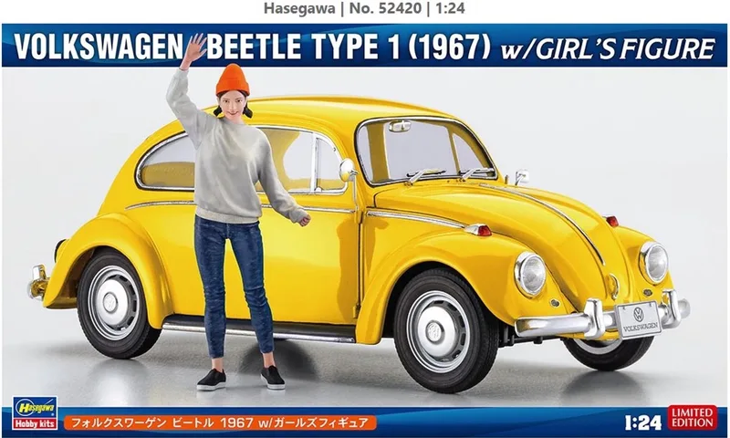 Modelbouwpakket Auto - 52420 Volkswagen Beetle Type 1 - 1967 - met Vrouwelijk Figuur - Auto Plastic - 1:24 - Modelbouw by Hasegawa in Multicolour – product photo