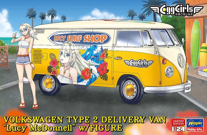 Modelbouwpakket Auto - 52458 Volkswagen Type 2 Delivery Van - Lucy McDonnell met Figuur - Duitse Auto Plastic - 1:24 - Modelbouw by Hasegawa in Multicolour – product photo