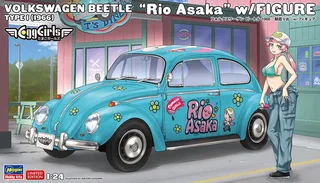 Modelbouwpakket Auto - 52465 Egg Girls Volkswagen Beetle Type 1 - 1966 Rio Asaka met Figuur - Auto Plastic - 1:24 - Modelbouw