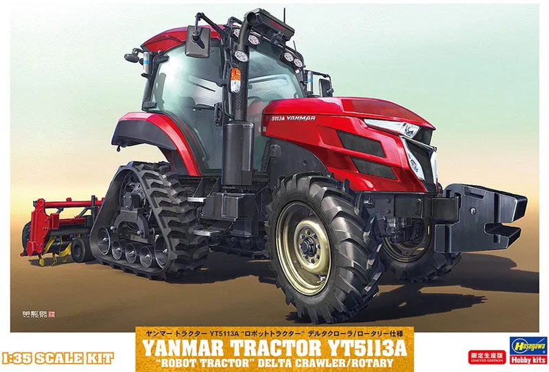 Modelbouwpakket Landbouwvoertuigen - 66112 Yanmar Tractor YT5113A Robottractor - Delta Crawler/Rotary - Landbouwvoertuig Plastic - 1:35 - Modelbouw från Hasegawa i Flerfärgad – produktbild
