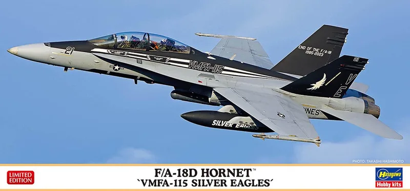 Modelbouwpakket Militaire voertuigen - 02497 F/A-18D Hornet VMFA-115 Silver Eagles - Limited Edition - Amerikaanse Straaljager Plastic - 1:72 - Modelbouw by Hasegawa in Silver – product photo
