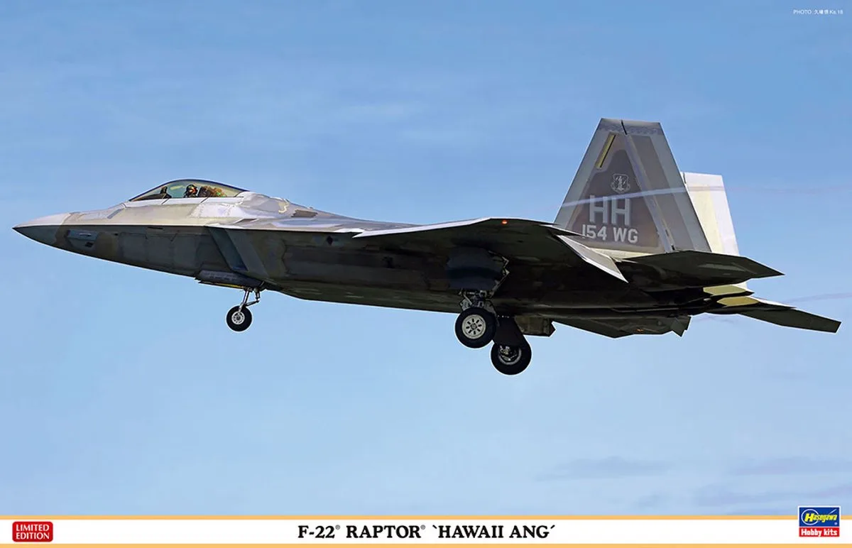 Modelbouwpakket Militaire voertuigen - 07555 Lockheed Martin F-22 Raptor Hawaii ANG - Amerikaanse Straaljager Plastic - 1:48 - Modelbouw von Hasegawa in Mehrfarbig – Produktfoto
