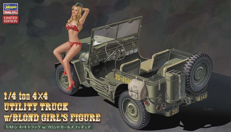 Modelbouwpakket Militaire voertuigen - 52249 1/4 ton 4x4 Utility Truck - w/Blond Girl Figure Plastic - 1:24 - Modelbouw från Hasegawa i Flerfärgad – produktbild