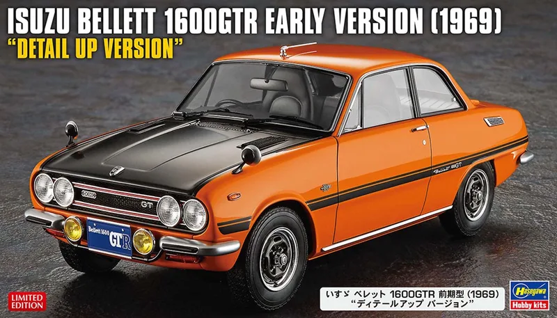 Modelbouwpakket Militaire voertuigen - 52449 Isuzu Bellett 1600GTR - Vroege Versie 1969 - Detail Up Version - Japanse Auto Plastic - 1:24 - Modelbouw by Hasegawa in Multicolour – product photo