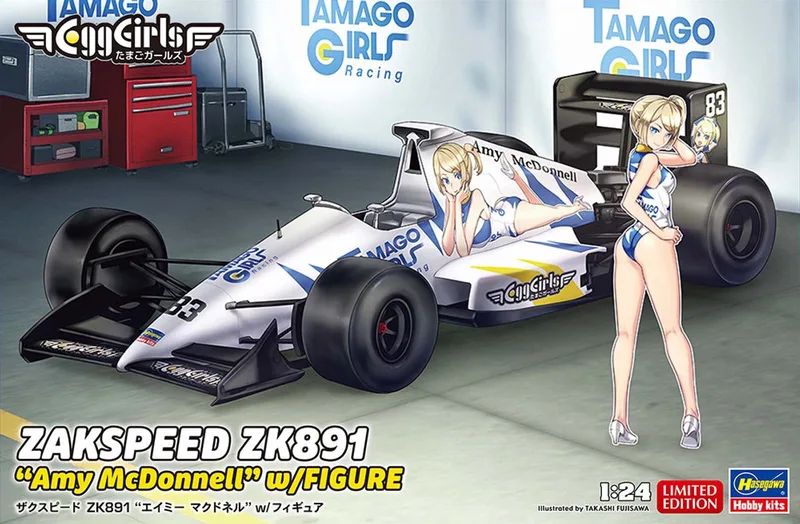 Modelbouwpakket Militaire voertuigen - 52485 Egg Girls Zakspeed ZK891 met Amy McDonnell Figuur - Duitse Formule 1-auto Plastic - 1:24 - Modelbouw från Hasegawa i Flerfärgad – produktbild