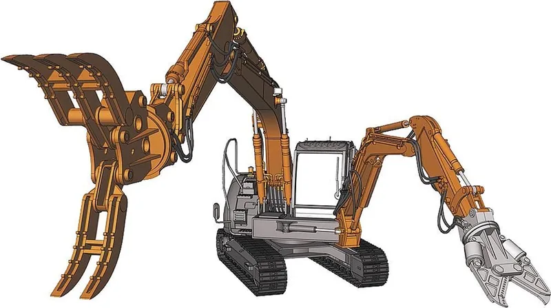 Modelbouwpakket Militaire voertuigen - 54004 Hitachi Astaco NEO - Double Arm Working Machine Plastic - 1:35 - Modelbouw van Hasegawa in Meerkleurig – productfoto