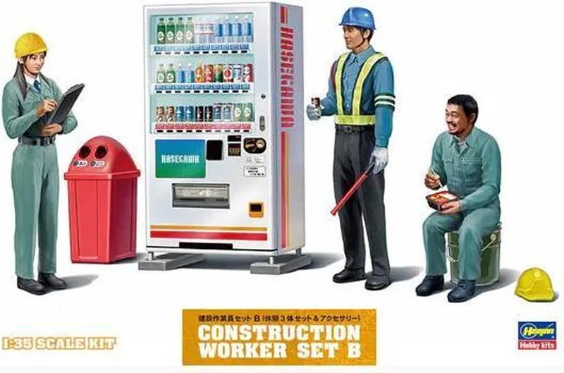 Modelbouwpakket Militaire voertuigen - 66006 Construction Worker Set B Plastic - 1:35 - Modelbouw by Hasegawa in Multicolour – product photo