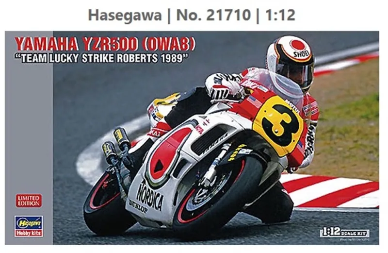 Modelbouwpakket Motorfiets - 21710 Yamaha YZR500 (0WA8) Team Lucky Strike Roberts 1989 - Motorfiets Plastic - 1:12 - Modelbouw by Hasegawa in Multicolour – product photo