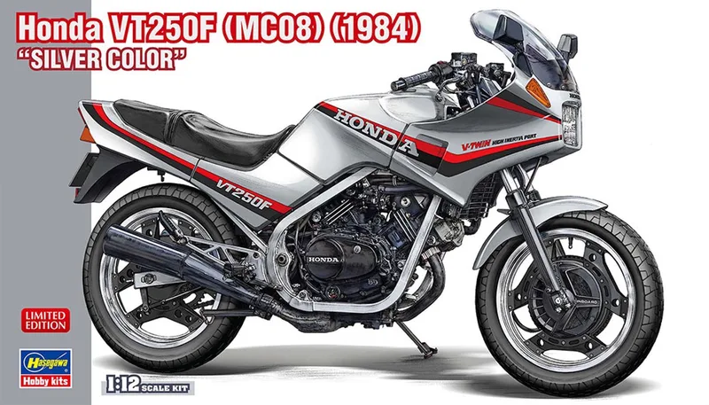 Modelbouwpakket Motorfiets - 21771 Honda VT250F MC08 1984 - Zilverkleurig - Motorfiets Plastic - 1:12 - Modelbouw by Hasegawa in Silver – product photo