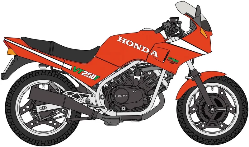 Modelbouwpakket Motorfiets - 21780 Honda VT250F MC08 1984 Red Color - Japanse Motorfiets Plastic - 1:12 - Modelbouw by Hasegawa in Red – product photo