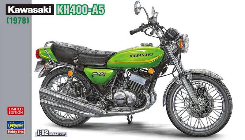 Modelbouwpakket Motorfiets - 21782 Kawasaki KH400-A5 1978 - Japanse Klassieke Motorfiets Plastic - 1:12 - Modelbouw by Hasegawa in Multicolour – product photo