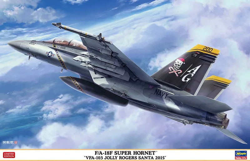 Modelbouwpakket Vliegtuigen - 07560 Boeing F/A-18F Super Hornet VFA-103 Jolly Rogers Santa 2015 - Amerikaanse Straaljager Plastic - 1:48 - Modelbouw van Hasegawa in Meerkleurig – productfoto