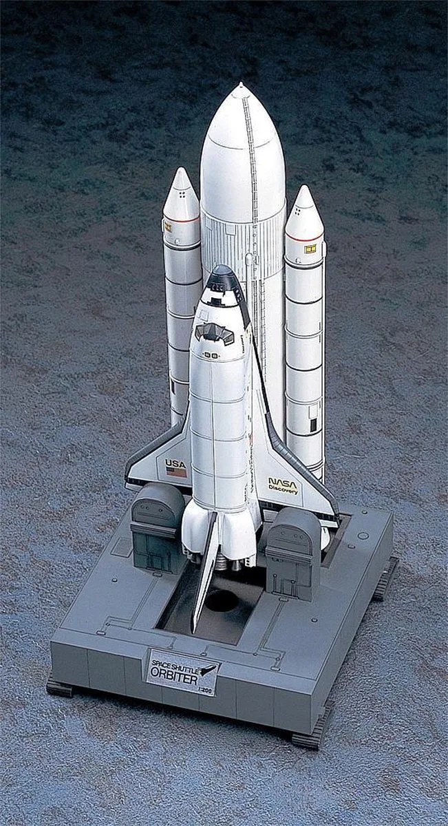 Space Shuttle Orbiter met Boosters Modelbouwkit 1:200 van Hasegawa in Grijs – productfoto