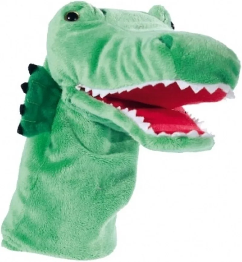 Handpop krokodil - 33 cm - pluche - dieren poppenkastpoppen - handmarionet by Heunec in Green – product photo