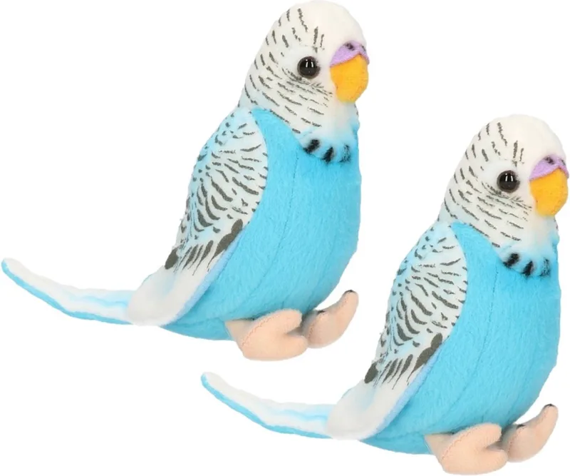 Knuffel Parkiet - 2x stuks - blauw - pluche - grasparkiet - 11 cm by Heunec in Multicolour – product photo