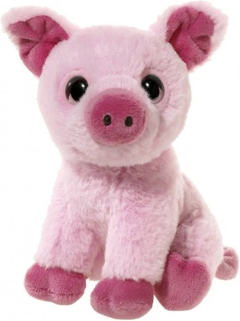 Knuffel varken - 14 cm - pluche - boerderijdieren - knuffeldieren - biggetje de Heunec en Rose – photo produit