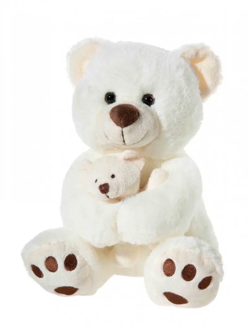 knuffelbeer met babybeer - pluche speelgoed - 25cm - beige. van Heunec in Meerkleurig – productfoto