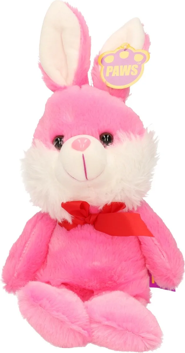 Paashaas/haas/konijn knuffel dier - zachte pluche - cadeau - 32 cm - met strikje by Heunec in Pink – product photo