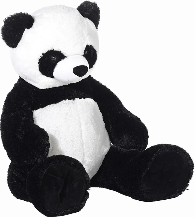 Panda knuffel - wit - 100 cm hoog - zacht pluche - pandaknuffel - knuffeldier van Heunec in Zwart – productfoto