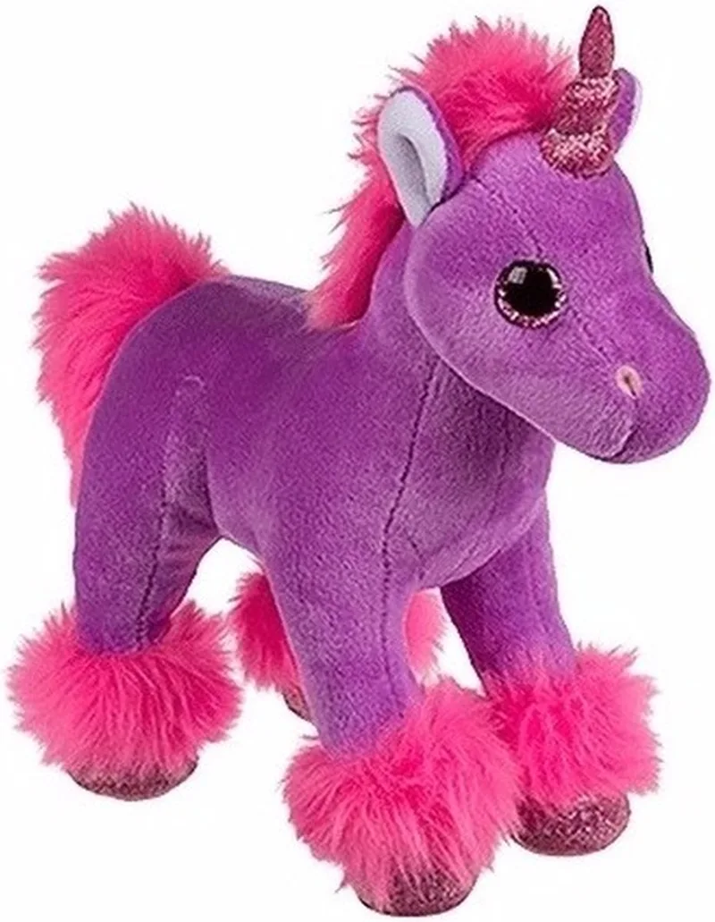 Pluche eenhoorn knuffel - 18 cm - kinder meisjes knuffels - kraalogen van Heunec in Paars – productfoto