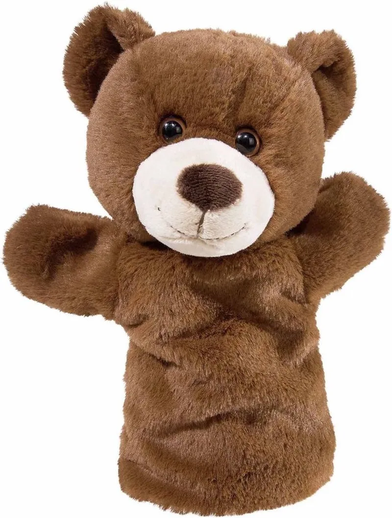 Pluche handpop - bruine beer - 25 cm - speelgoed - knuffel cadeau - poppenkastpop fra Heunec i Brun – produktbillede