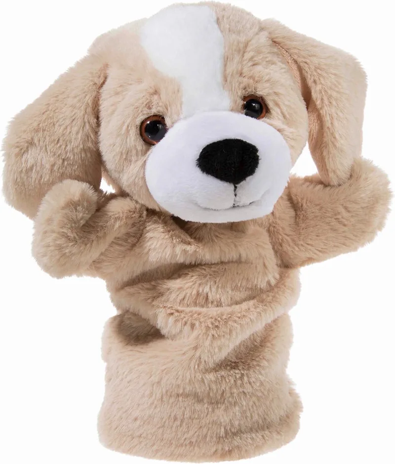 Pluche honden handpop - 25 cm - Hondjes dieren knuffels - poppen theater by Heunec in Beige – product photo