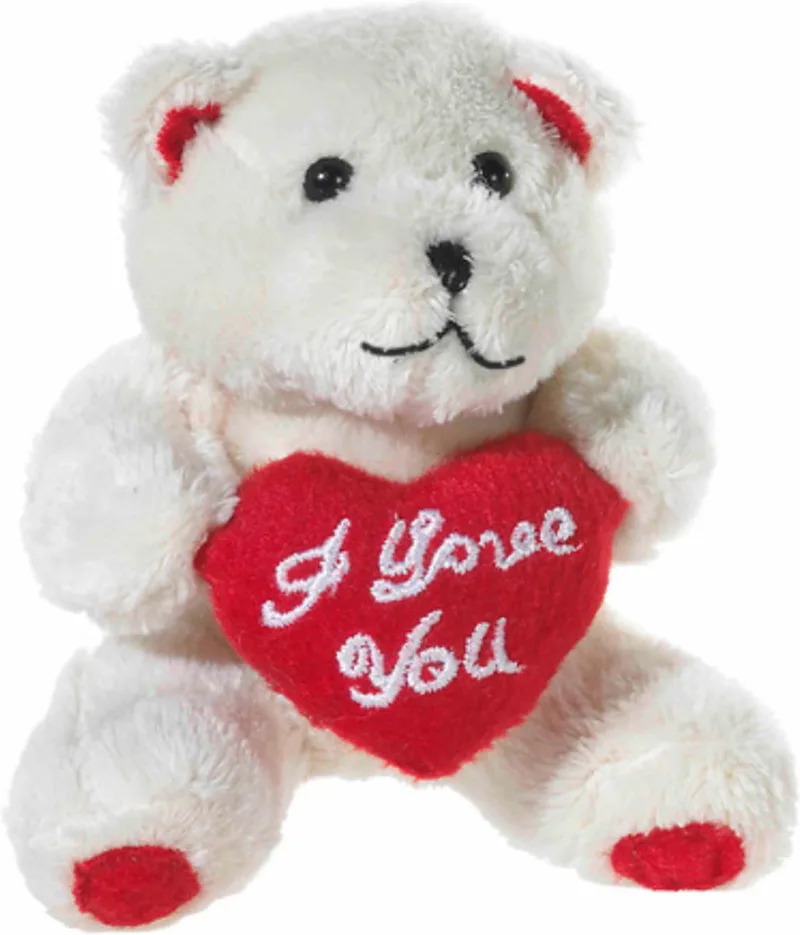 Pluche knuffelbeertje - 10 cm - I LOVE YOU hartje - liefdes knuffeltje de Heunec en Beige – photo produit
