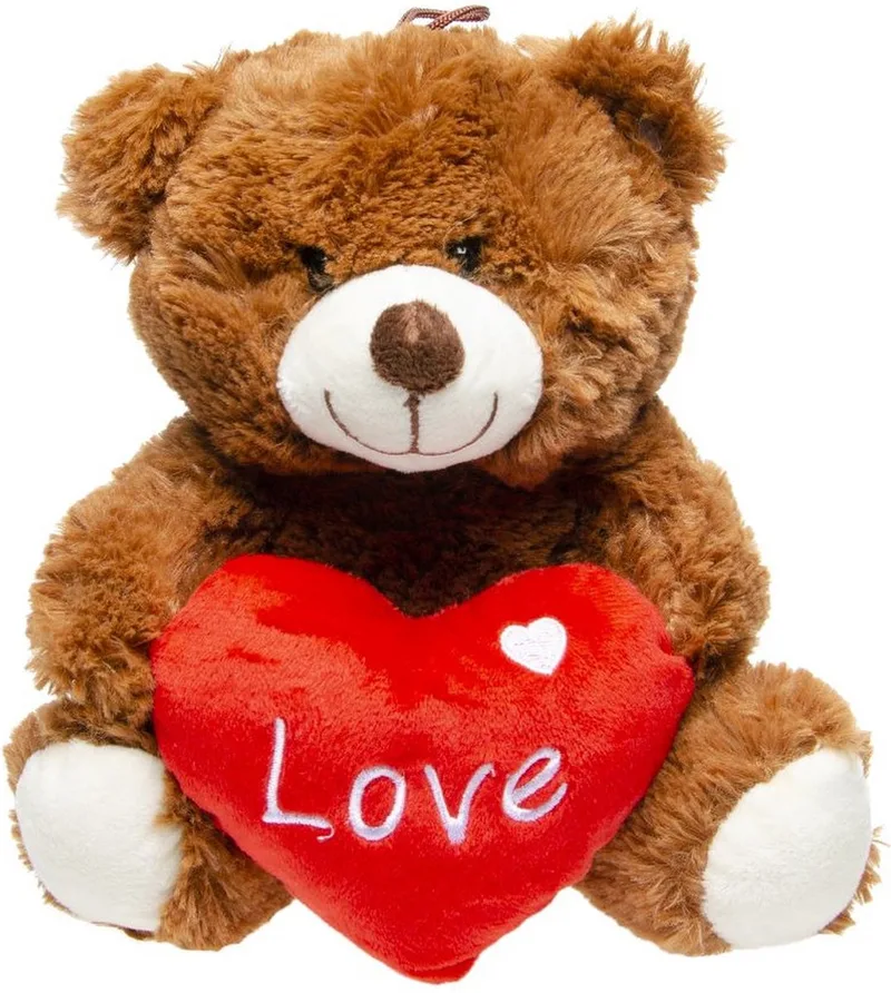 Pluche Love bruine beer knuffel 23 cm - valentijn cadeautje voor hem of haar by Heunec in Brown – product photo