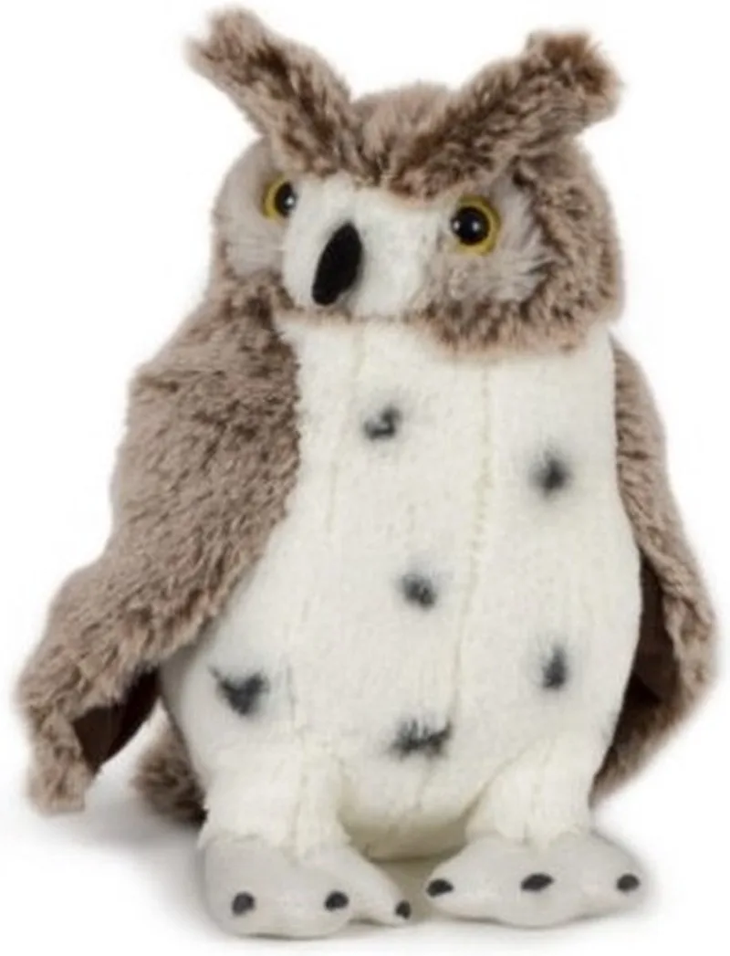 Pluche oehoe uil - bruin/witte - vogel knuffeldier - 20 cm - bosdieren knuffel fra Heunec i Flerfarvet – produktbillede