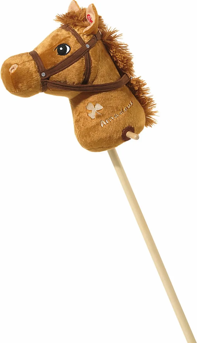 Pluche stokpaard met geluid 110 cm - Speelgoed - Actief spelen - Paard/pony speelgoed de Heunec en Marron – photo produit