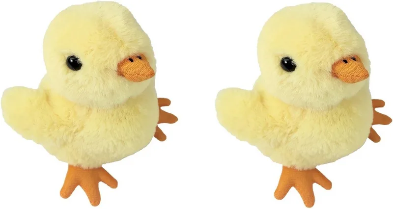 Kuikentje knuffel - 2x - pluche kuiken - 15 cm - boerderij knuffel från Inware i Gul – produktbild