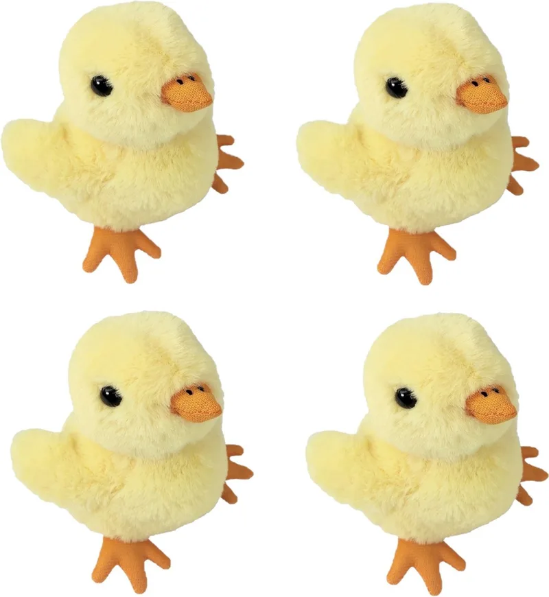 Kuikentje knuffel - 4x - pluche kuiken - 15 cm - boerderij knuffel från Inware i Gul – produktbild