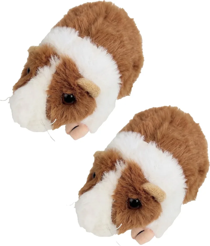 pluche cavia knuffeldier - 2x - lichtbruin/wit - staand - 15 cm från Inware i Lichtbruin – produktbild