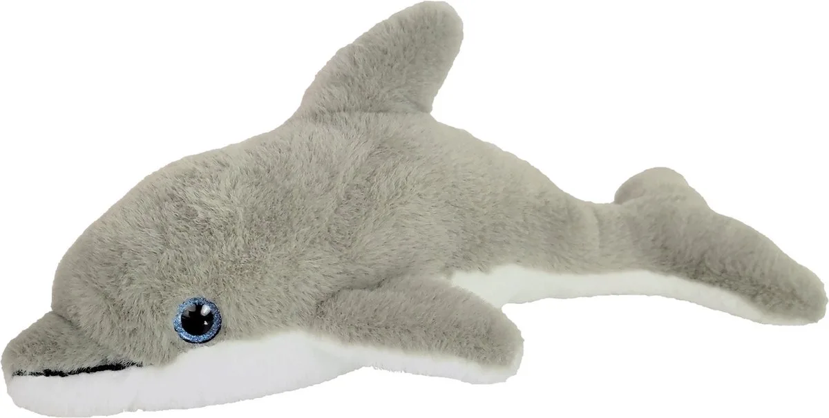pluche dolfijn knuffeldier - grijs/wit - zwemmend - 32 cm - Dieren knuffels van Inware in Grijs – productfoto