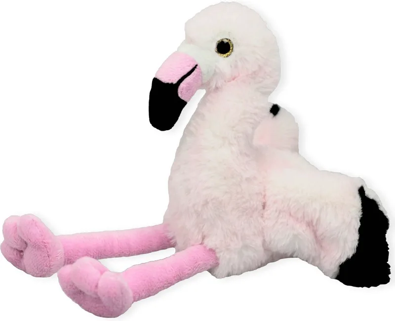 pluche flamingo vogel knuffeldier - zittend - 16 cm - Dieren/vogels knuffels van Inware in Roze – productfoto