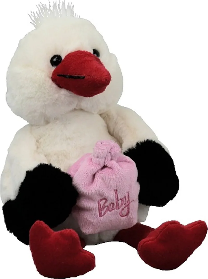 pluche geboorte ooievaar knuffeldier - staand - 21 cm - baby girl/geboorte jongen från Inware i Vit – produktbild