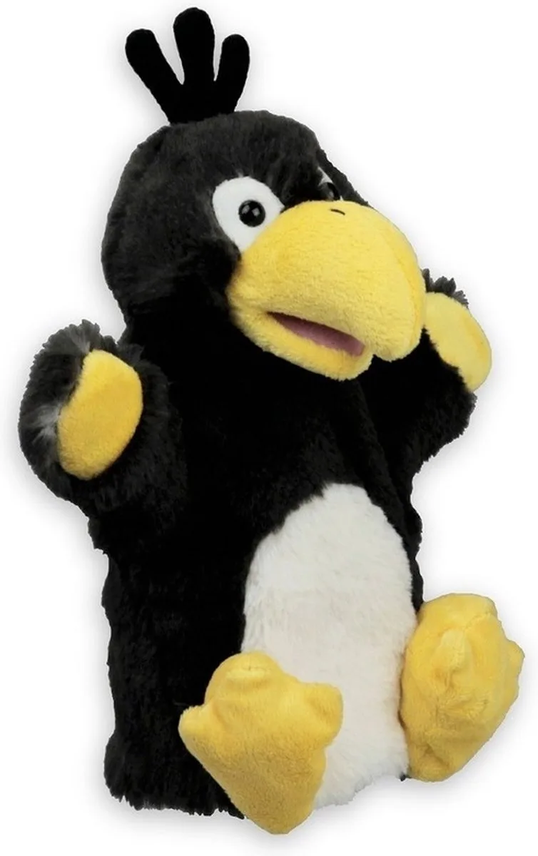 Pluche handpop knuffel vogel - Raaf/kraai - 20 cm - poppenkast dieren poppen by Inware in Multicolour – product photo