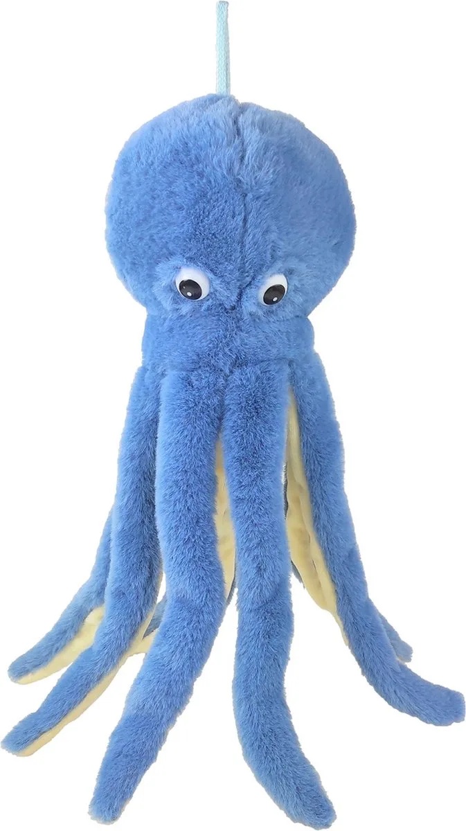 pluche inktvis/octopus knuffeldier - zwemmend - 36 cm - zeedieren knuffels van Inware in Blauw – productfoto