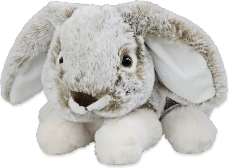 pluche konijn/haas knuffeldier - liggend - 24 cm - Dieren knuffels de Inware en Gris – photo produit