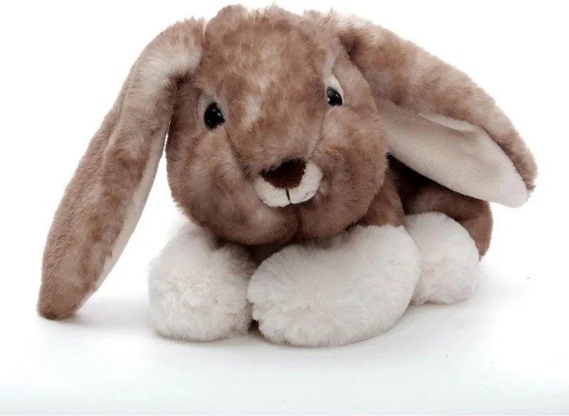 pluche konijn/haas knuffeldier - liggend - 24 cm - Dieren knuffels från Inware i Brun – produktbild