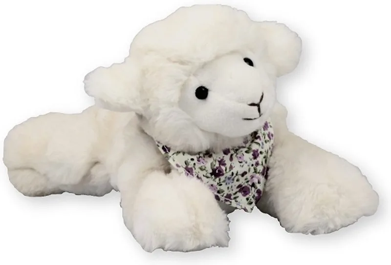 pluche lammetje/schaap knuffeldier - liggend - 22 cm - Dieren knuffels - schapen by Inware in White – product photo