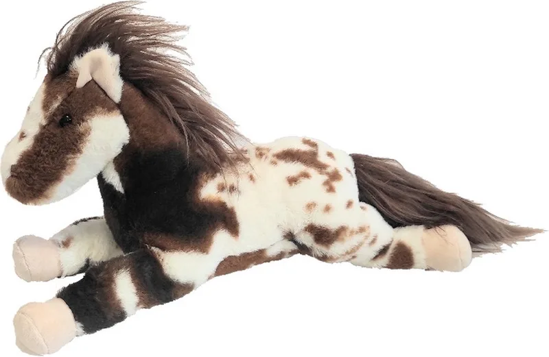 Pluche Paard - bruin/wit liggend - 40 cm - knuffeldier - zacht speelgoed från Inware i Brun – produktbild