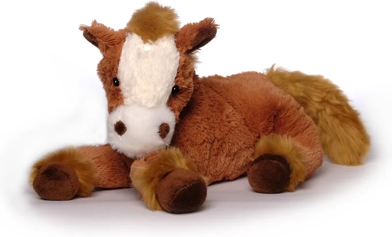 Pluche paard knuffel - liggend - polyester - 30 cm från Inware i Brun – produktbild