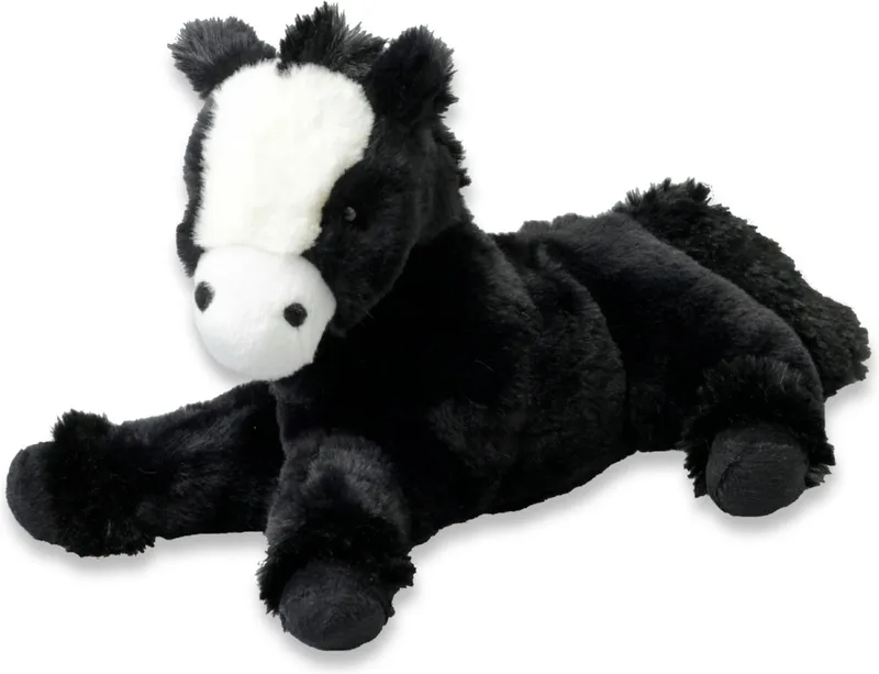 Pluche paard knuffel - liggend - polyester - 30 cm van Inware in Zwart – productfoto