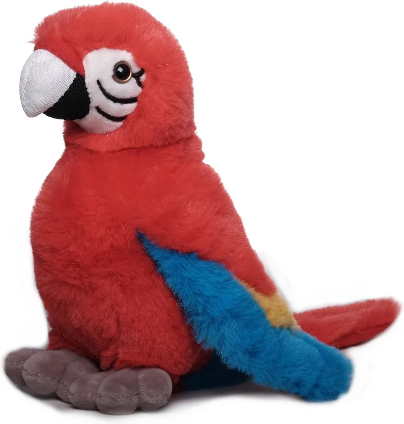 Pluche papegaai/Ara - knuffeldier - rood/blauw - 20 cm - vogel knuffels de Inware en Rouge – photo produit
