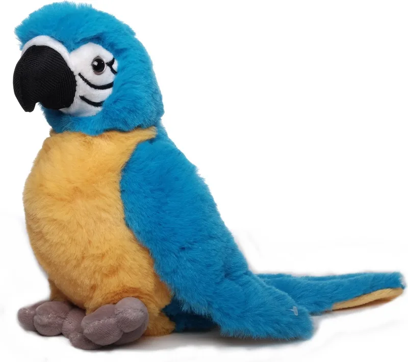 Pluche papegaai - knuffeldier - geel/blauw - 20 cm - vogel knuffels van Inware in Blauw – productfoto