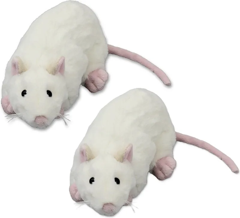pluche ratten knuffeldieren - 2x - liggend - 20 cm - Dieren knuffels de Inware en Blanc – photo produit