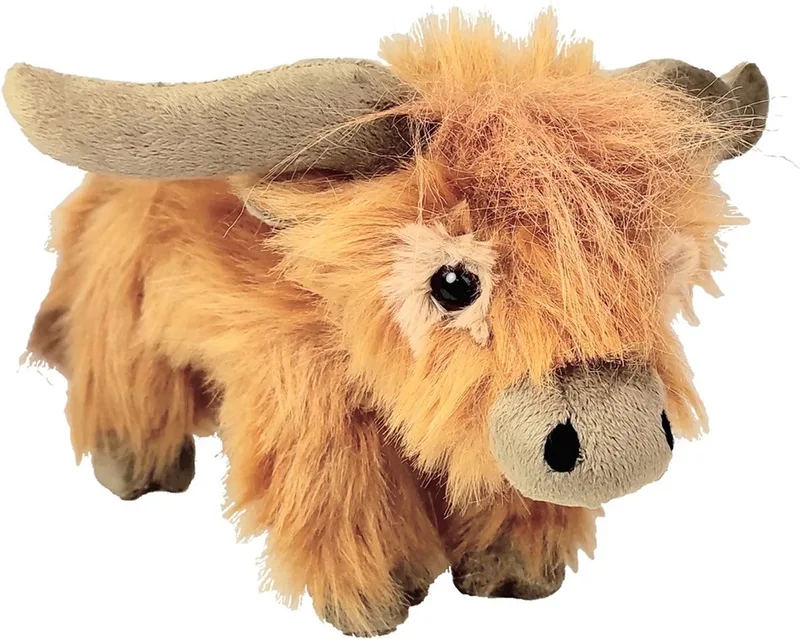 pluche Schotse hooglander koe knuffeldier - staand - 24 cm - Koeien knuffels - Dieren de Inware en Marron – photo produit