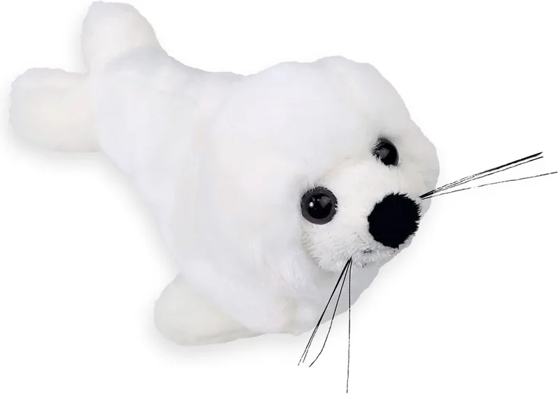 Pluche zeehond pup knuffel - liggend - polyester - 18 cm van Inware in Wit – productfoto