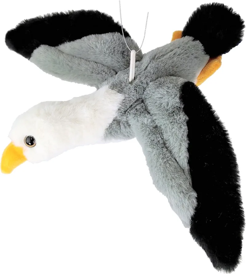 pluche zeemeeuw knuffeldier - grijs/wit/zwart - vliegend - 25 cm de Inware en Multicolore – photo produit